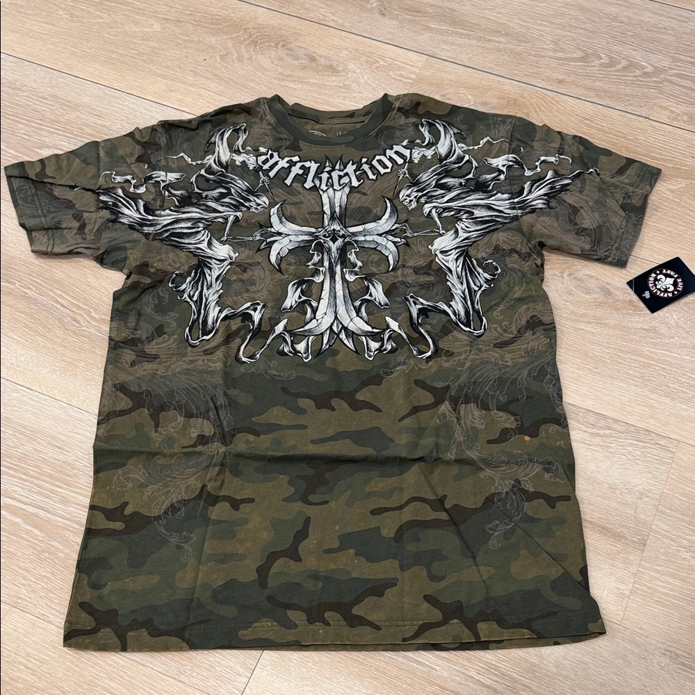 Affliction Camouflage Graphic Short Sleeve Tee